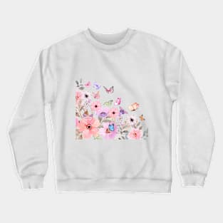 Watercolor Flower Border | Butterfflies Crewneck Sweatshirt